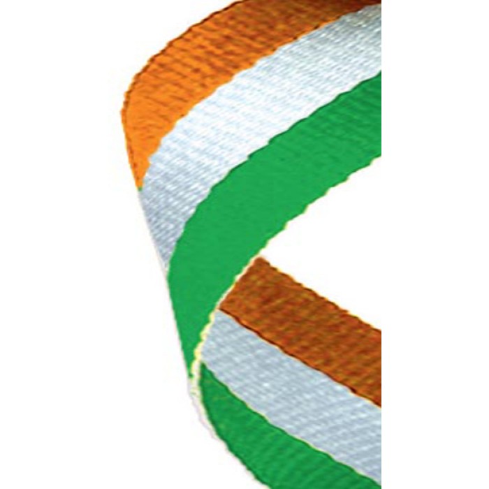 38MM GREEN, WHITE & ORANGE RIBBON